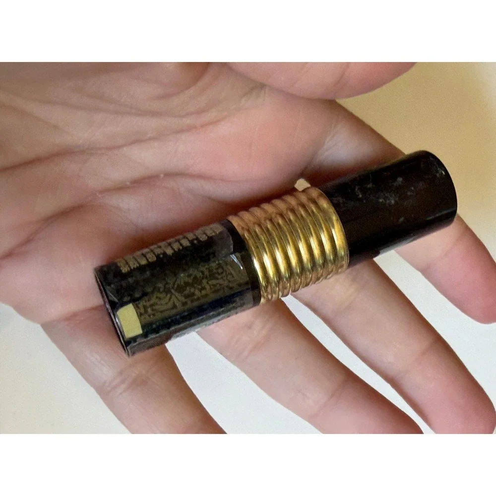 Vintage Revlon Super Frost Lipstick 24 Snow‎ Orange Black Gold Ribbed Tube RARE